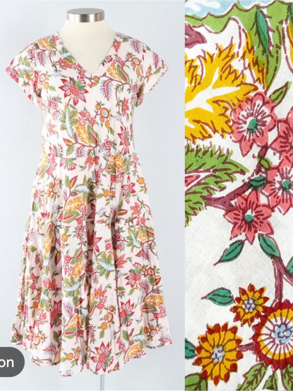 Dress Addict Jalan Midi Dress Floral Tradewinds Print Cotton Boho Lagenlook